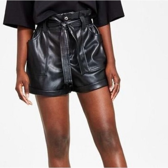 Calvin Klein Pants - Calvin Klein Women’s Black Faux Leather Shorts, NWT, Size Medium